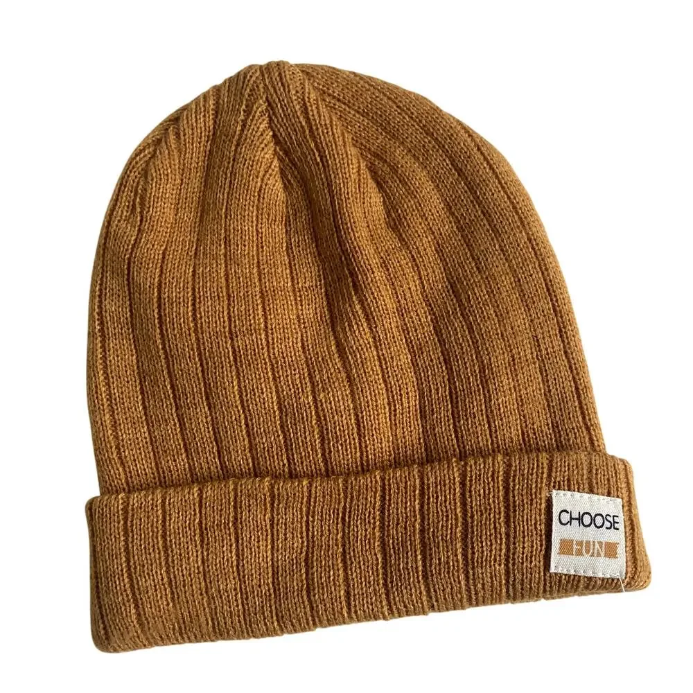 Zara Baby Choose Fun Ribbed Beanie Hat - Mustard